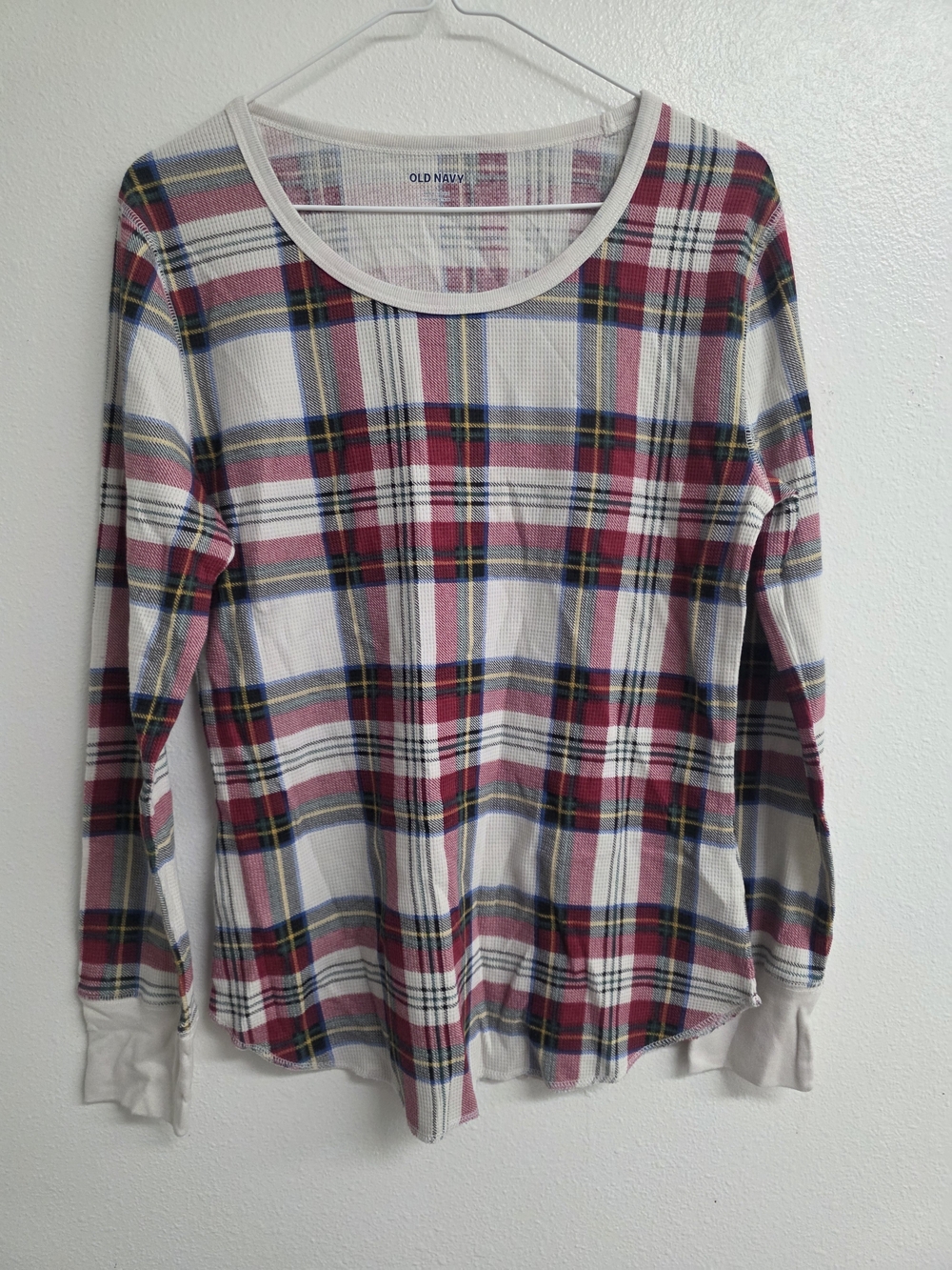 Old Navy Pink, Blue & White Plaid Long-Sleeve Tee (0741)